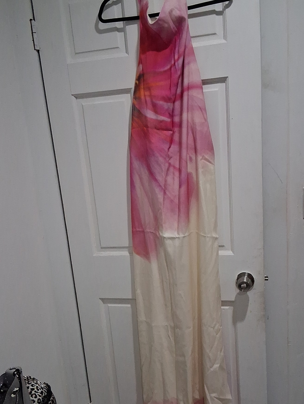 Boohoo Pink Ombre Satin Halter Dress